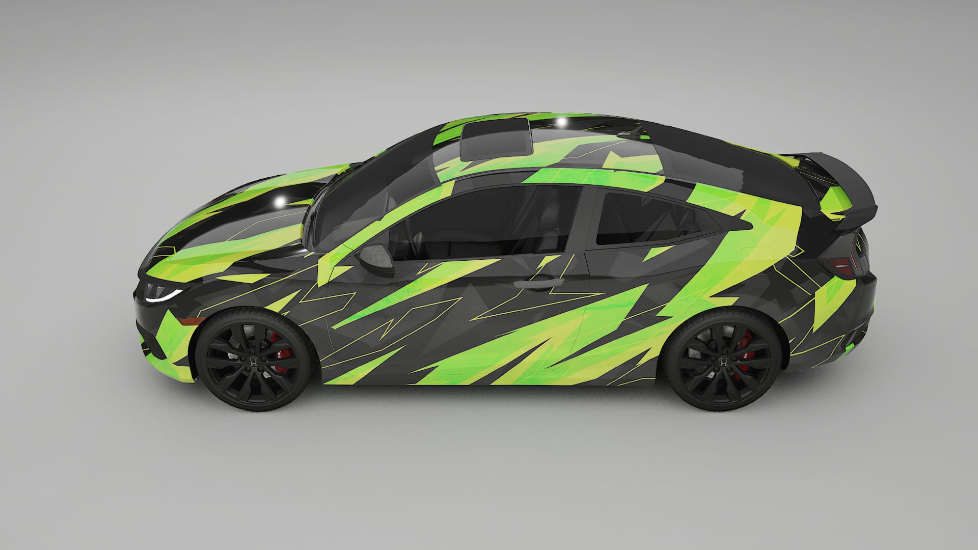 Honda Civic coupe prefacelift pre-LCI NINJA TURTLES – Kit Wrap PPF Personalizat din Folie de Poliuretan Imprimabilă